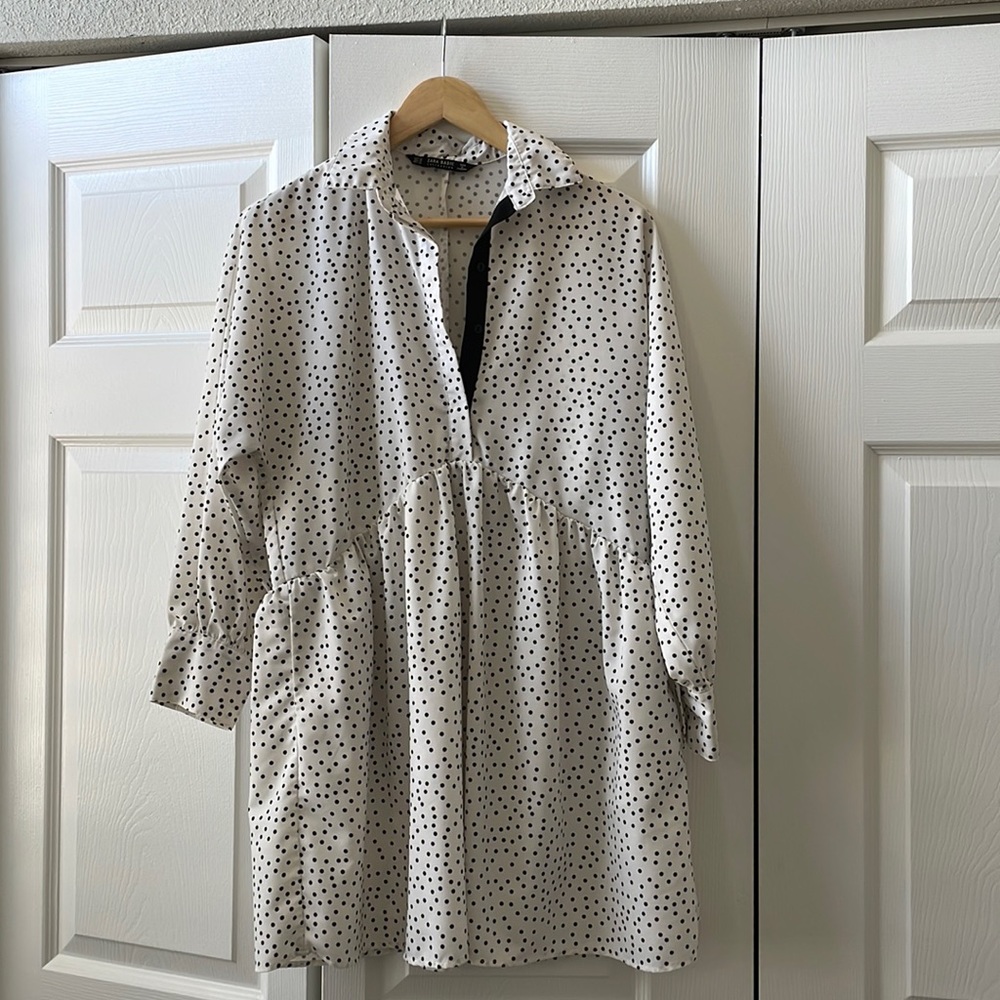 Zara pokadot oversize shirt dress size XS